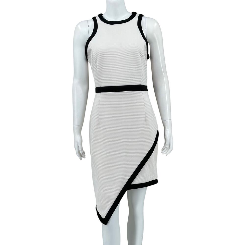 Lucy Paris Dress Womens Large Cream Sleeveless Sheath Stretch Office Career